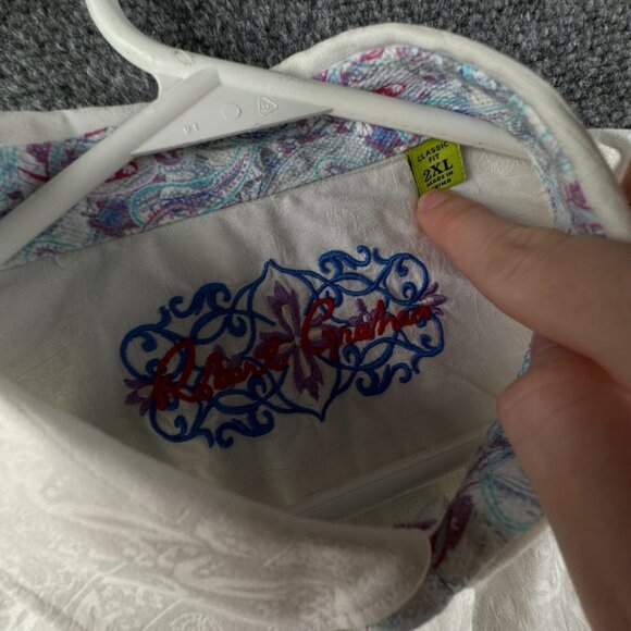 Robert Graham White Long Sleeve Button Up Shirt Men Size 2XL Floral Classic Fit - Picture 9 of 16